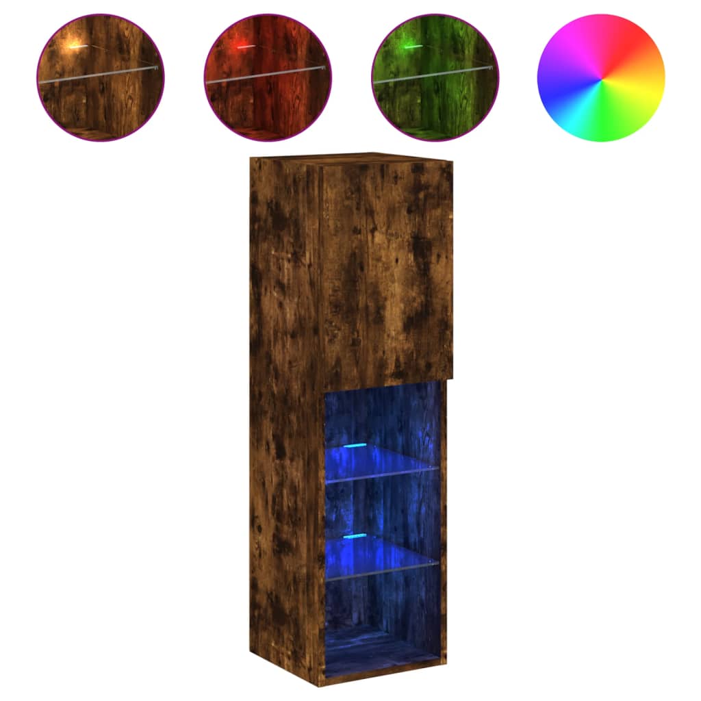 vidaXL TV skříňka s LED osvětlením kouřový dub 30,5 x 30 x 102 cm