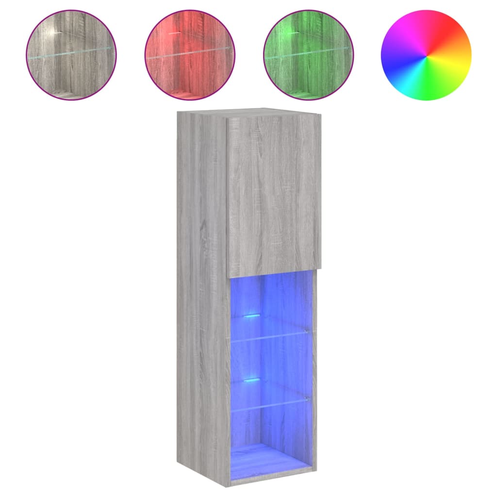 vidaXL TV skříňka s LED osvětlením šedá sonoma 30,5 x 30 x 102 cm