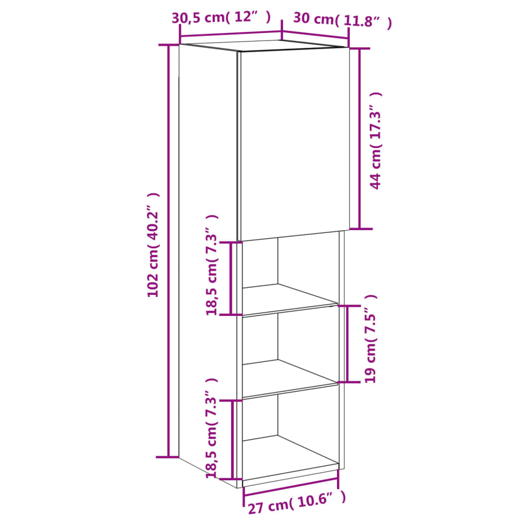 TV skříňka s LED osvětlením hnědý dub 30,5 x 30 x 102 cm - obrázek 19