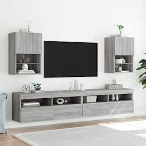 TV skříňka s LED osvětlením šedá sonoma 40,5 x 30 x 60 cm - obrázek 3
