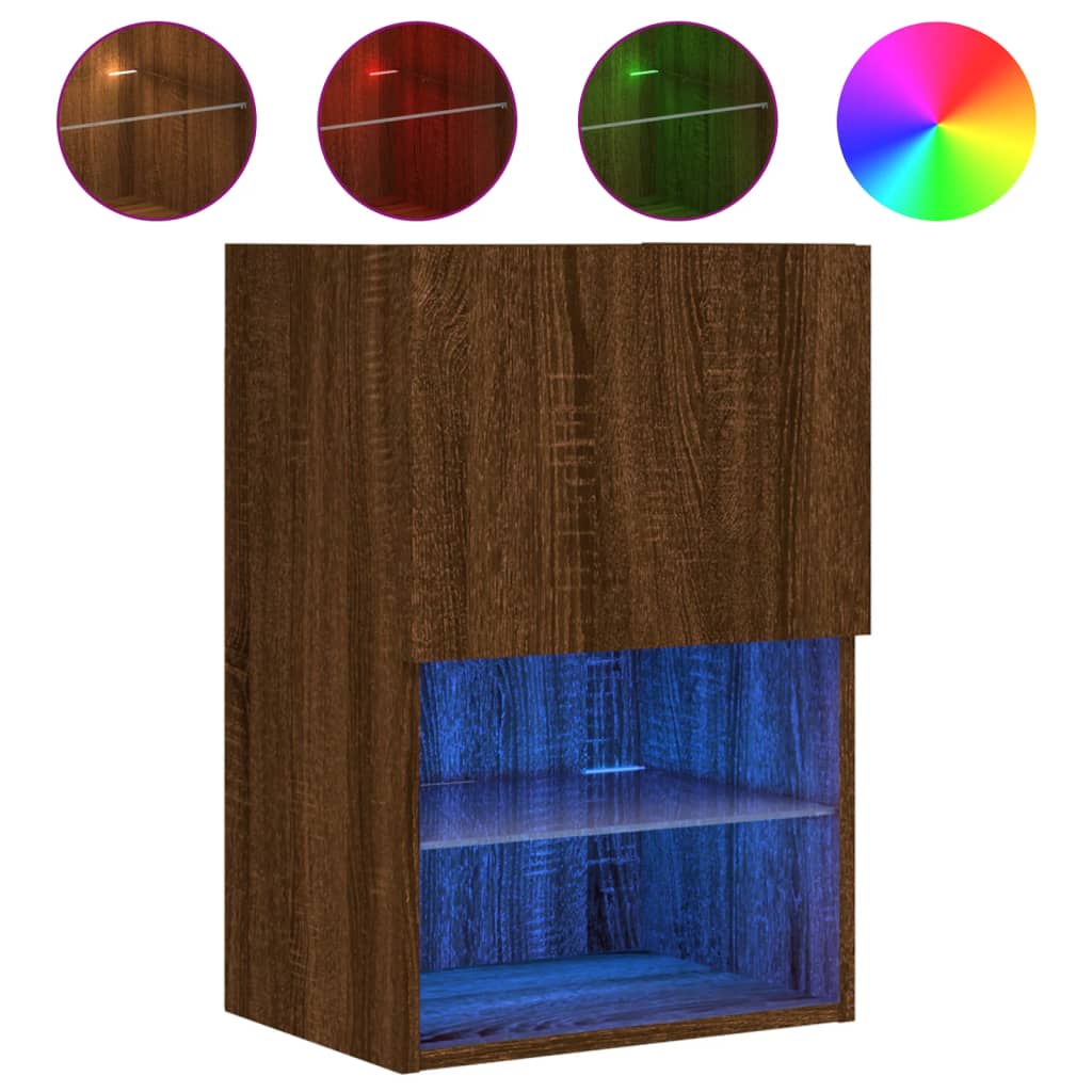vidaXL TV skříňka s LED osvětlením hnědý dub 40,5 x 30 x 60 cm