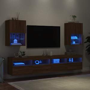 TV skříňky s LED osvětlením 2 ks hnědý dub 40,5 x 30 x 60 cm - obrázek 4