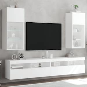 TV omarica z LED lučkami 2 kosa bela 40,5x30x90 cm