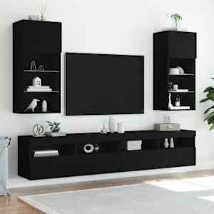 TV skříňka s LED osvětlením černá 40,5 x 30 x 90 cm - obrázek 3