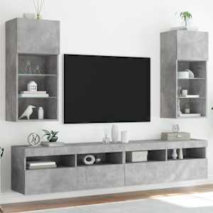 TV omarica z LED lučkami 2 kosa betonsko siva 40,5x30x90 cm