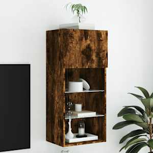TV skříňka s LED osvětlením kouřový dub 40,5 x 30 x 90 cm - obrázek 1
