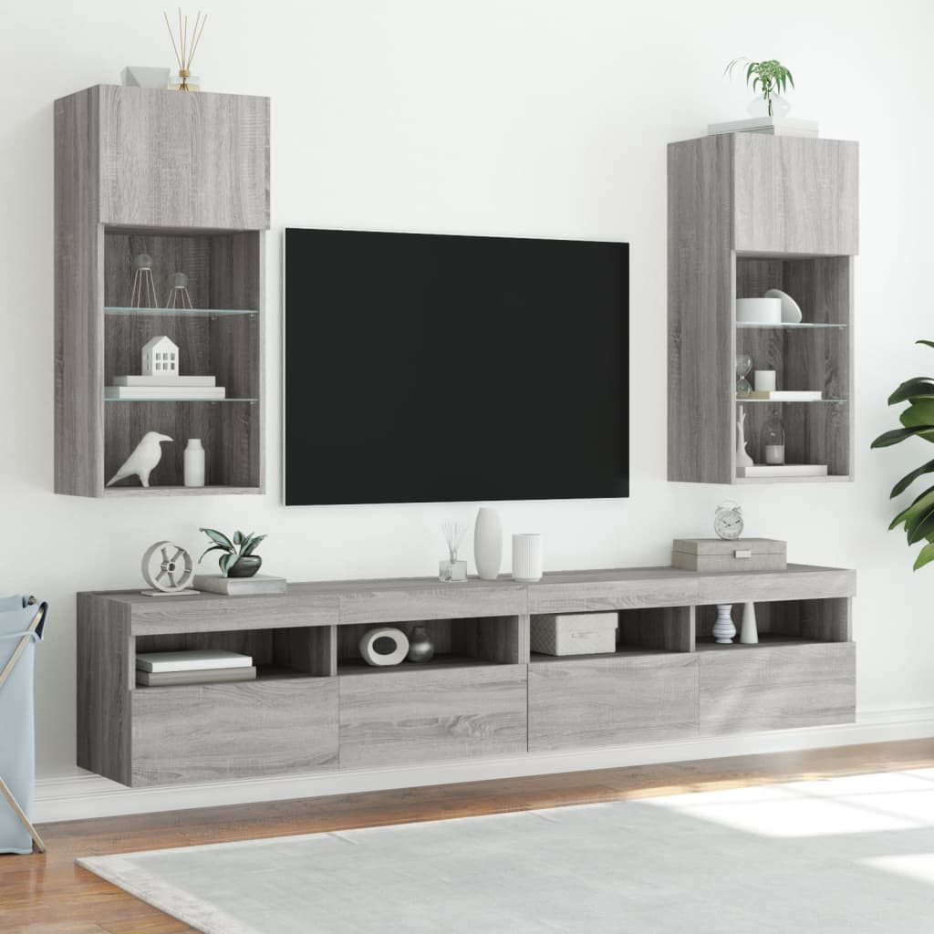 vidaXL Tv-meubel met LED-verlichting 40,5x30x90 cm grijs sonoma eiken afbeelding
