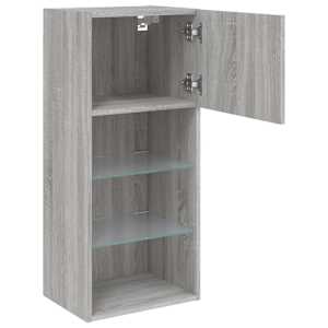 TV skříňka s LED osvětlením šedá sonoma 40,5 x 30 x 90 cm - obrázek 8