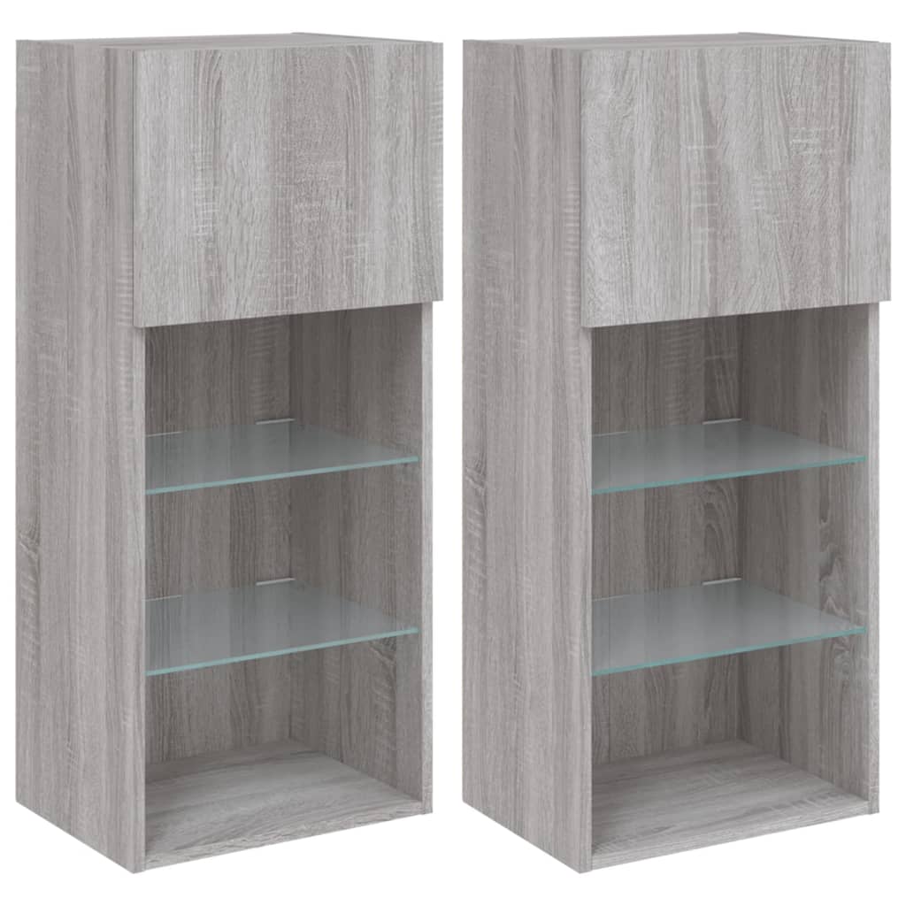 vidaXL TV skříňky s LED osvětlením 2 ks šedé sonoma 40,5 x 30 x 90 cm