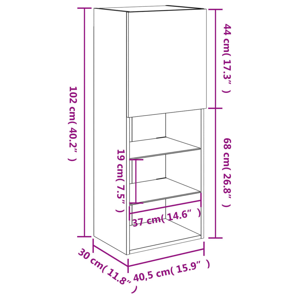 TV skříňka s LED osvětlením bílá 40,5 x 30 x 102 cm - obrázek 19