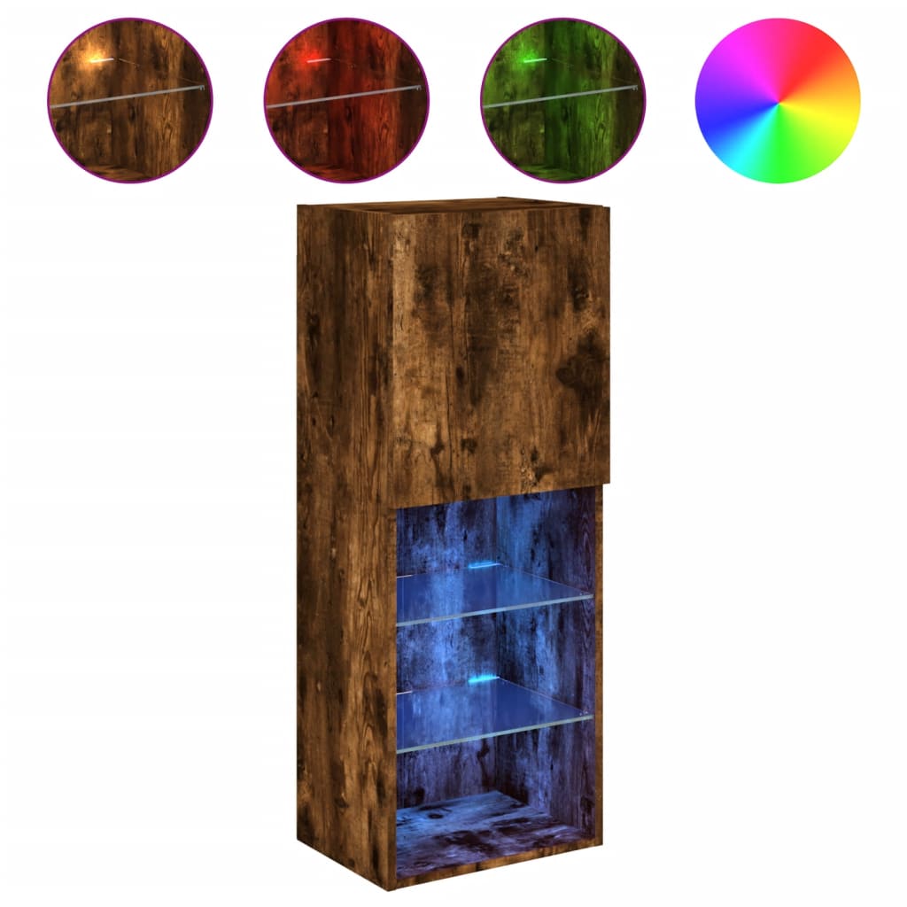 vidaXL TV skříňka s LED osvětlením kouřový dub 40,5 x 30 x 102 cm