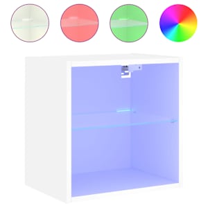 Noční stolek s LED osvětlením nástěnný bílý - obrázek 2