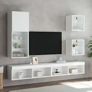 Noční stolek s LED osvětlením nástěnný bílý - obrázek 5