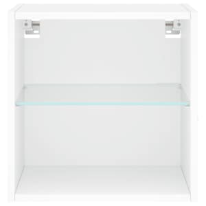 Noční stolek s LED osvětlením nástěnný bílý - obrázek 7