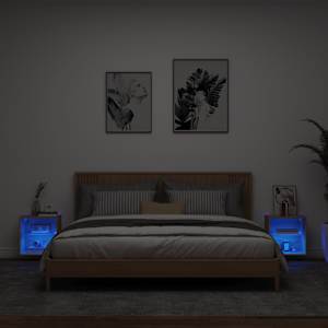 Noční stolky s LED osvětlením nástěnné 2 ks dub sonoma - obrázek 3