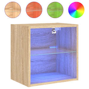 Noční stolky s LED osvětlením nástěnné 2 ks dub sonoma - obrázek 7