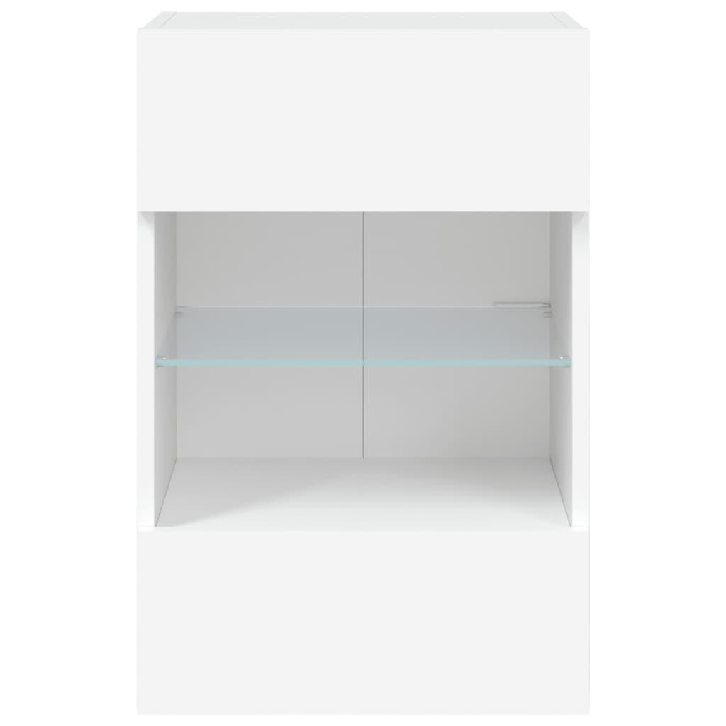 Ścienna szafka TV z LED, biała, 40x30x60,5 cm