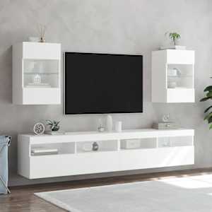 Nástěnná TV skříňka s LED osvětlením bílá 40 x 30 x 60,5 cm - obrázek 5