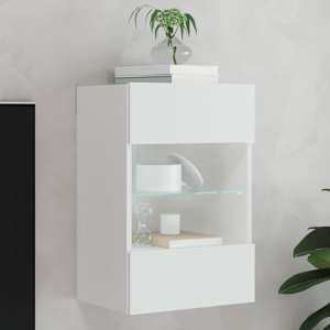 Nástěnná TV skříňka s LED osvětlením bílá 40 x 30 x 60,5 cm - obrázek 1