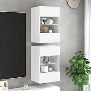 Stenske omarice z LED lučmi za TV 2 kosa bela 40x30x60,5 cm