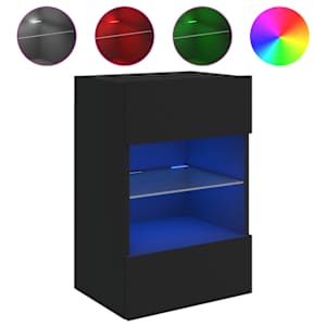Nástěnná TV skříňka s LED osvětlením černá 40 x 30 x 60,5 cm - obrázek 2