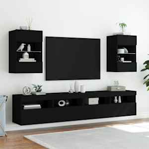 Nástěnná TV skříňka s LED osvětlením černá 40 x 30 x 60,5 cm - obrázek 5