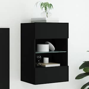 Nástěnná TV skříňka s LED osvětlením černá 40 x 30 x 60,5 cm - obrázek 1
