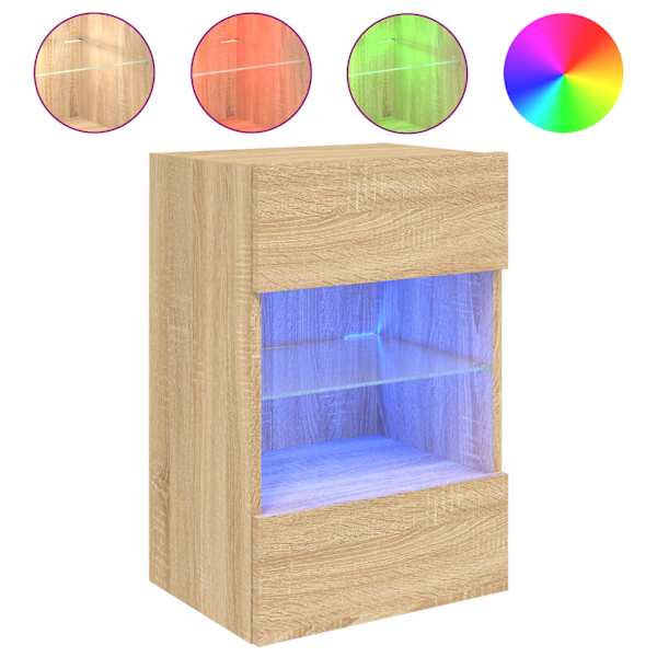 vidaXL teleri seinakapp LED-tuledega, Sonoma tamm, 40 x 30 x 60,5 cm
