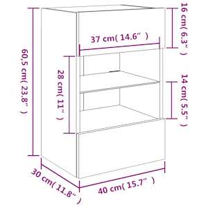 Nástěnná TV skříňka s LED osvětlením dub sonoma 40x30x60,5 cm - obrázek 18