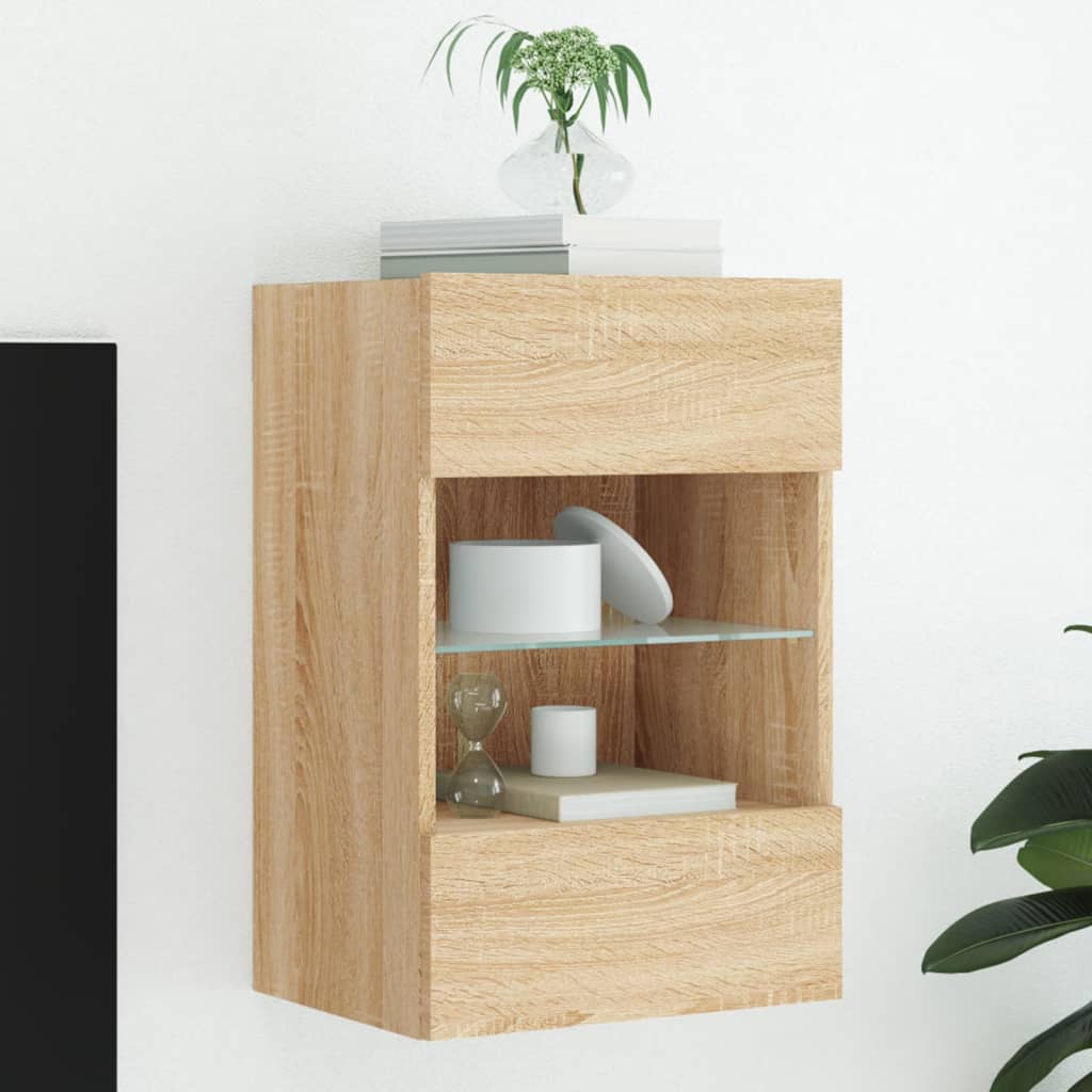 TV-Wandschrank mit LED-Leuchten Sonoma-Eiche 40x30x60,5 cm