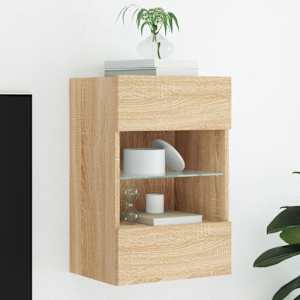 Nástěnná TV skříňka s LED osvětlením dub sonoma 40x30x60,5 cm - obrázek 1