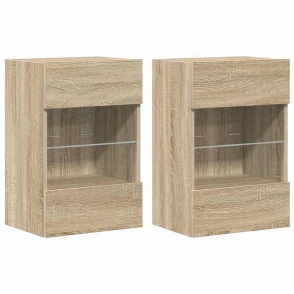 vidaXL seinakapid LED-tuledega teleri jaoks 2 tk, Sonoma tamm, 40x30x60,5 cm