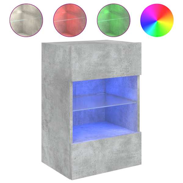 vidaXL teleri seinakapp LED-tuledega, betoonhall, 40 x 30 x 60,5 cm