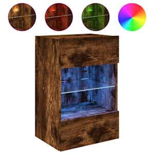 Nástěnná TV skříňka s LED osvětlením kouřový dub 40x30x60,5 cm - obrázek 2