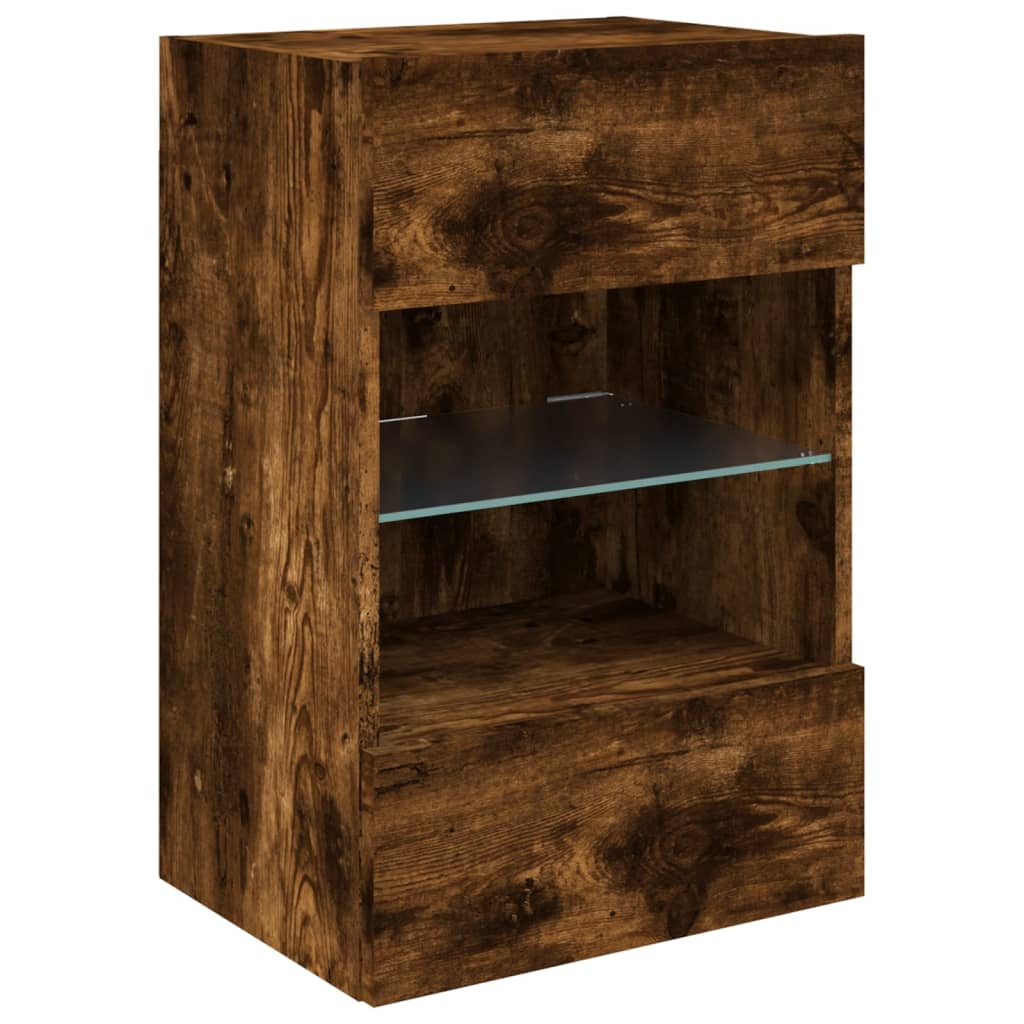 vidaXL Tv-wandmeubel met LED-verlichting 40x30x60,5 cm gerookt eiken afbeelding
