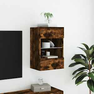 Nástěnná TV skříňka s LED osvětlením kouřový dub 40x30x60,5 cm - obrázek 4
