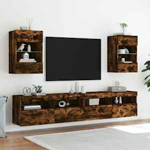 Nástěnná TV skříňka s LED osvětlením kouřový dub 40x30x60,5 cm - obrázek 5
