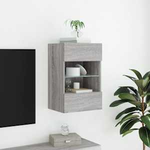 Nástěnná TV skříňka s LED osvětlením šedá sonoma 40x30x60,5 cm - obrázek 4
