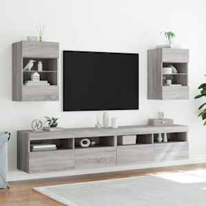 Nástěnná TV skříňka s LED osvětlením šedá sonoma 40x30x60,5 cm - obrázek 5