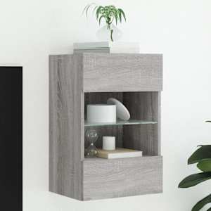 Nástěnná TV skříňka s LED osvětlením šedá sonoma 40x30x60,5 cm - obrázek 1