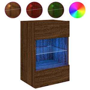 Nástěnná TV skříňka s LED osvětlením hnědý dub 40x30x60,5 cm - obrázek 2