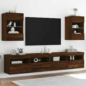 Nástěnná TV skříňka s LED osvětlením hnědý dub 40x30x60,5 cm - obrázek 5