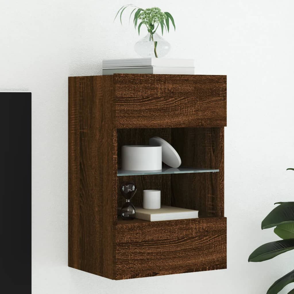 vidaXL TV-Wandschrank mit LED-Leuchten Braun Eichen-Optik 40x30x60,5cm
