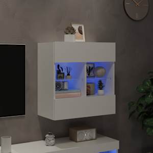 Nástěnná TV skříňka s LED osvětlením bílá 58,5 x 30 x 60,5 cm - obrázek 3