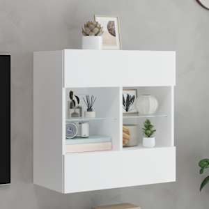 Nástěnná TV skříňka s LED osvětlením bílá 58,5 x 30 x 60,5 cm - obrázek 1