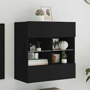 Nástěnná TV skříňka s LED osvětlením černá 58,5 x 30 x 60,5 cm - obrázek 1
