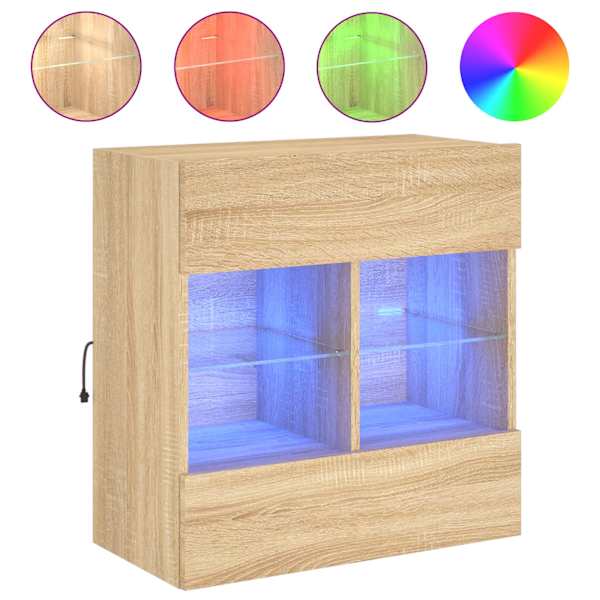 vidaXL teleri seinakapp LED-tuledega, Sonoma tamm, 58,5 x 30 x 60,5 cm
