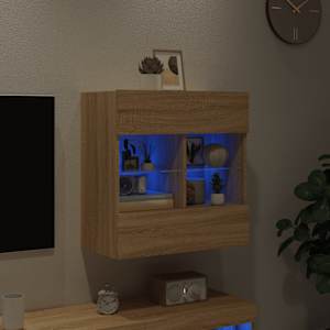 Nástěnná TV skříňka s LED osvětlením dub sonoma 58,5x30x60,5 cm - obrázek 3