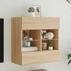 Stenska TV omarica z LED lučkami sonoma hrast 58,5x30x60,5 cm