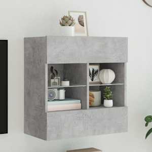 Stenska TV omarica z LED lučkami betonsko siva 58,5x30x60,5 cm